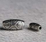 925 Silver 9 Eyes DZI Bead Silver Tibetan Nine Eyed DZI Beads Sterling