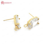 6PCS 18K Brass & Glass Oval Stud Earrings DIY Jewelry Making Accessories