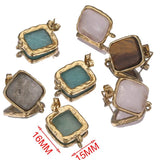 4pcs Stainless Steel Square Stone Earring Hooks Jump Ring Connectors