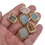 4pcs Stainless Steel Square Stone Earring Hooks Jump Ring Connectors