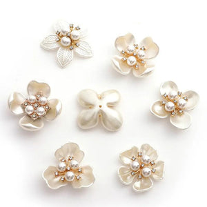 10 PCS Metal Acrylic Pearl Shell Flowers DIY Jewelry Making Decoration