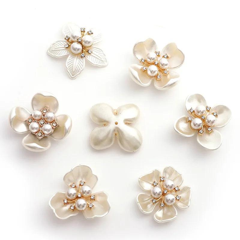 10 PCS Metal Acrylic Pearl Shell Flowers DIY Jewelry Making Decoration