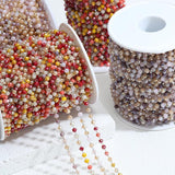 1Meter Pink Crystal Stone Stainless Steel Chain for Jewelry Making DIY