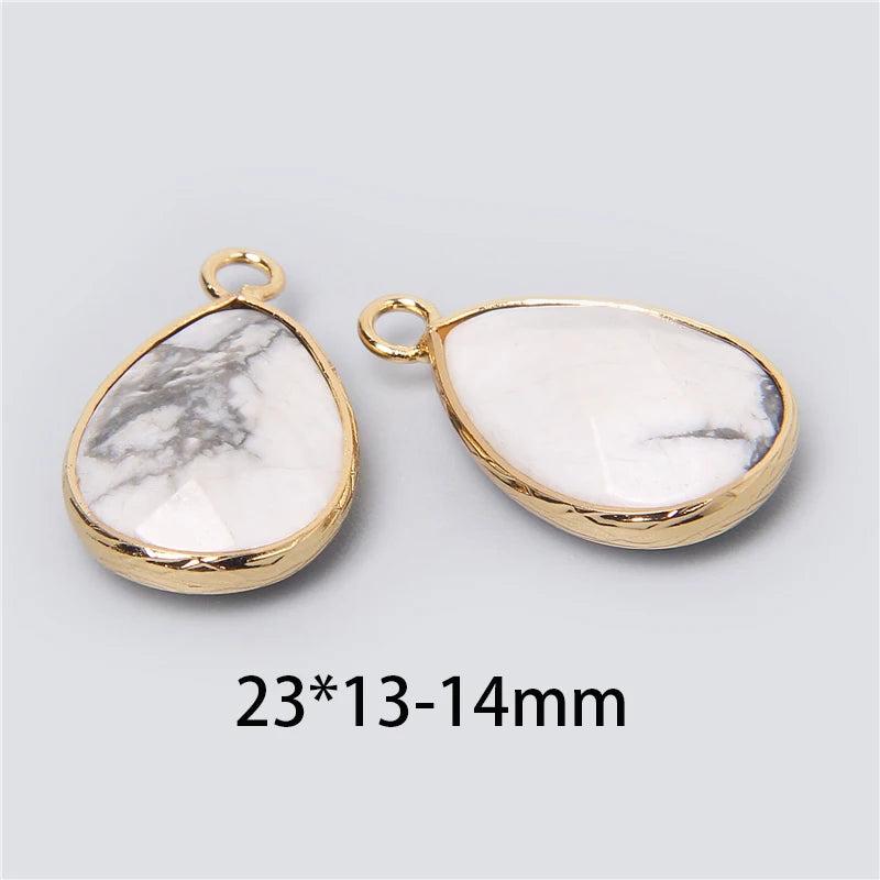 Natural Stone Charm Pendant Quartz Labradorite Amethysts Water Drop 23*13-14mm