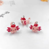 10pcs Christmas Hat Hexagon Charms for Jewelry Making Animals Dinosaur Pendants