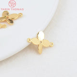 20PCS 11x15MM 24K Plated Brass Flower Charms DIY Jewelry Accessories