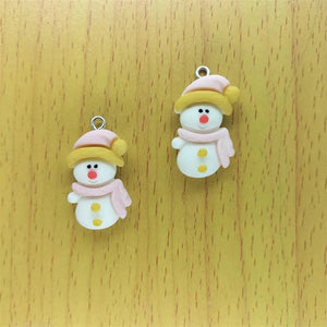 10pcs Resin Snowman Christmas Charm Pendant DIY Jewelry Gift