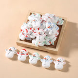 10Pcs Christmas Silicone Bead 29x32mm Cartoon Snowman Baby Nursing Bead