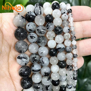 Rutilated Quartz Round Loose Beads for DIY Bracelet 4/6/8/10/12mm
