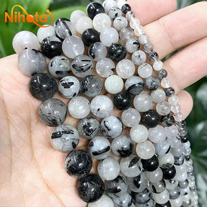Rutilated Quartz Round Loose Beads for DIY Bracelet 4/6/8/10/12mm