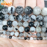 Rutilated Quartz Round Loose Beads for DIY Bracelet 4/6/8/10/12mm