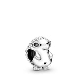 925 Silver Owl Crown Bead with Diamond Fish Gem Charm