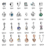 925 Silver Owl Crown Bead with Diamond Fish Gem Charm