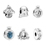 925 Silver Owl Crown Bead with Diamond Fish Gem Charm