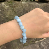 Natural Aquamarine Beaded Bracelet - Healing Women Jewelry