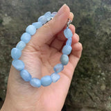 Natural Aquamarine Beaded Bracelet - Healing Women Jewelry