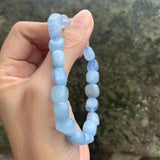 Natural Aquamarine Beaded Bracelet - Healing Women Jewelry