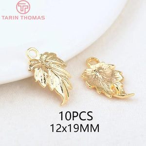 12x19MM 24K Plated Brass Leaf Leaves for Jewelry Making