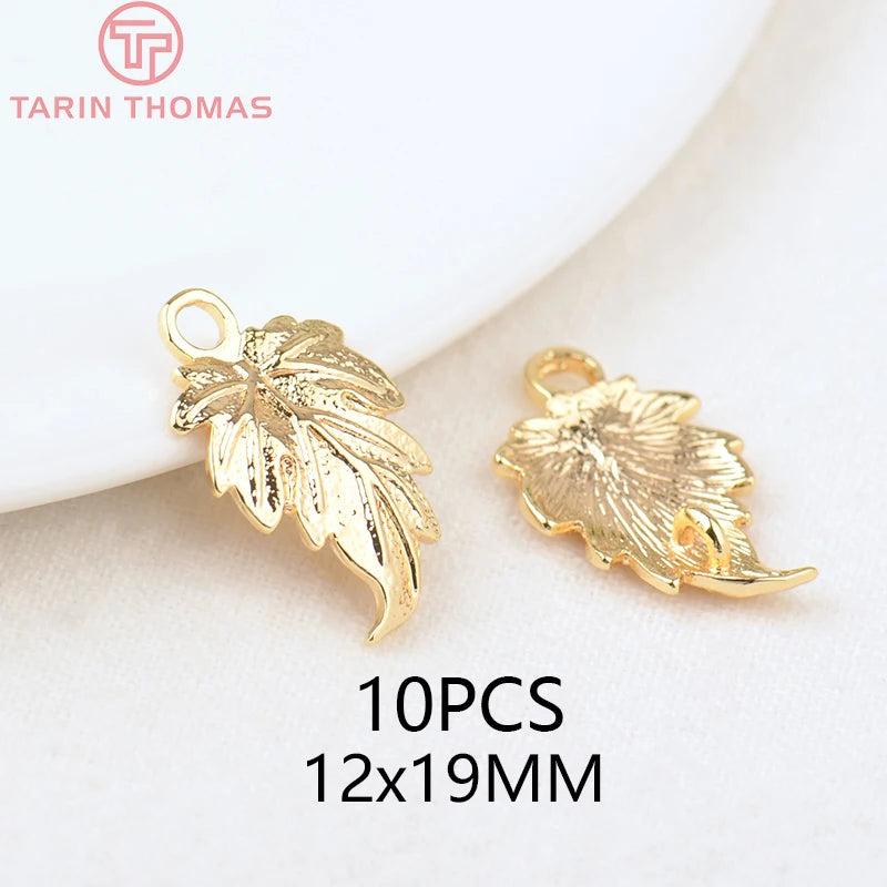 12x19MM 24K Plated Brass Leaf Leaves for Jewelry Making