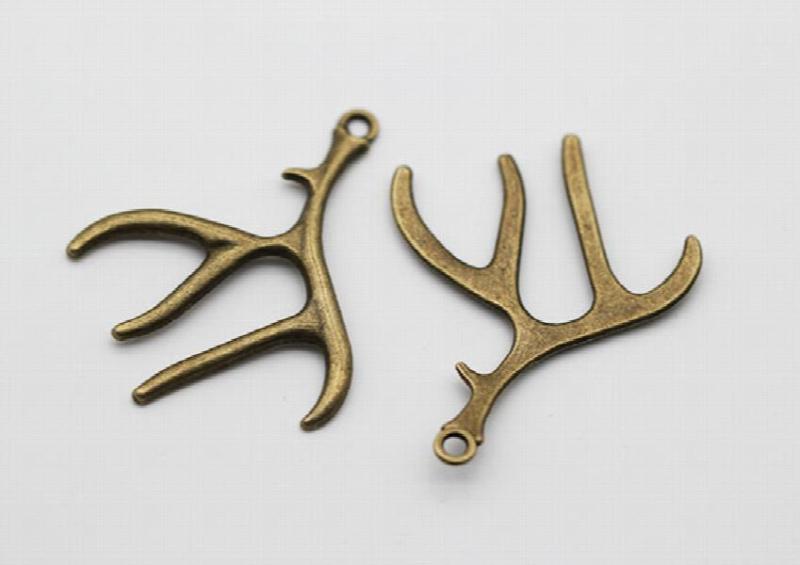 10pcs Metal Christmas Charms Deer Antlers Pendants DIY Jewelry Accessories