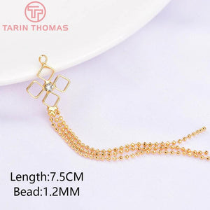 2PCS 7.5CM Brass Tassel Pendants Zircon DIY Jewelry Findings