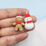 10pcs European Christmas Snowman Gingerbread Man Resin Charms For Earring