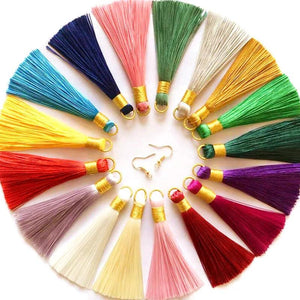 10Pcs Ring Silk Tassel Charms for Earrings Pendant DIY Jewelry Making