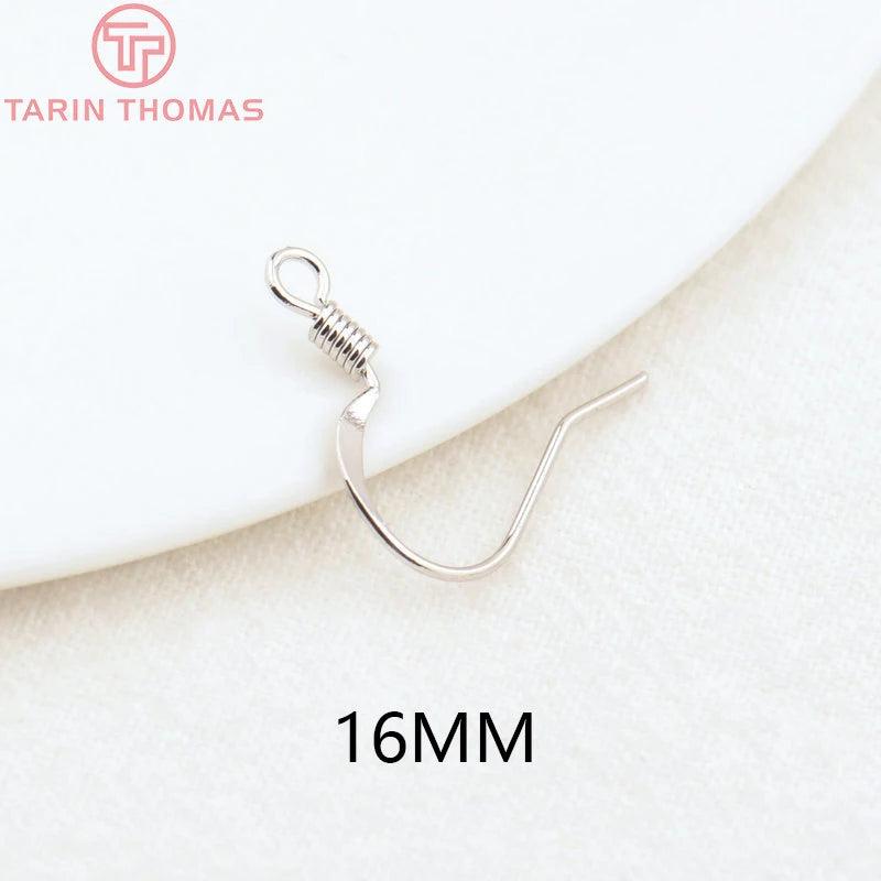 20PCS 16MM 24K Plated Brass Earring Hooks for Diy Jewelry
