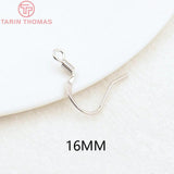 20PCS 16MM 24K Plated Brass Earring Hooks for Diy Jewelry