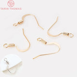 20PCS 16MM 24K Plated Brass Earring Hooks for Diy Jewelry