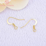 20PCS 16MM 24K Plated Brass Earring Hooks for Diy Jewelry