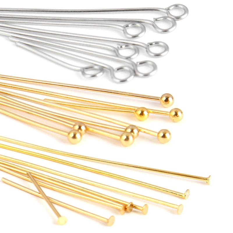 100pcs Stainless Steel Head Pins Eye Pins for DIY Jewelry Making