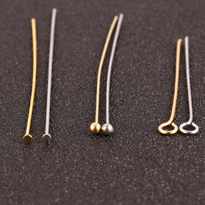 100pcs Stainless Steel Head Pins Eye Pins for DIY Jewelry Making