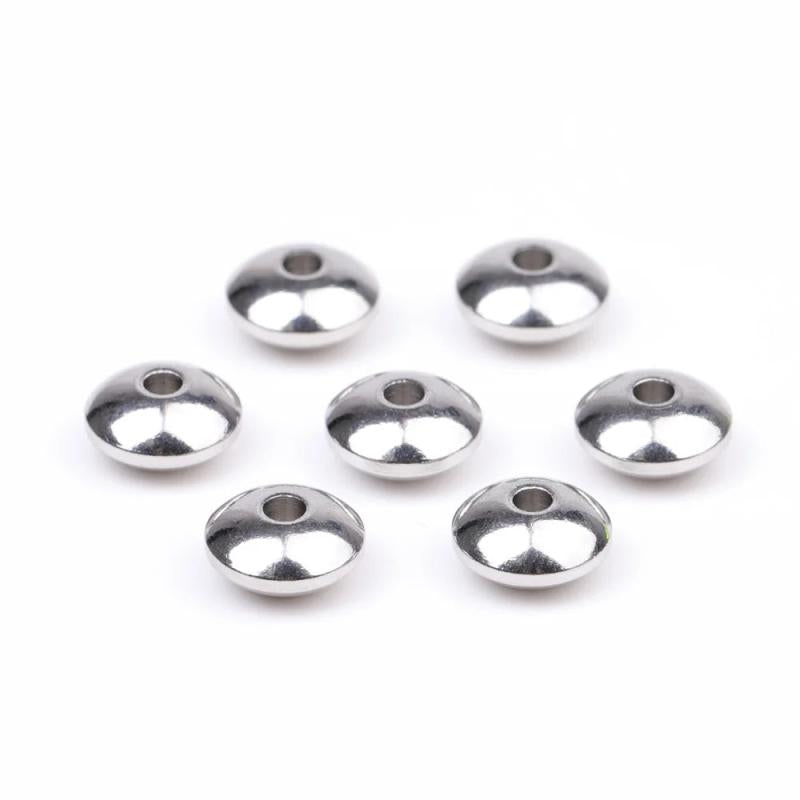 50pcs Stainless Steel Flat Round Bead Spacer for DIY Jewelry Making