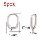 5pcs 316L Stainless Steel Heart Hoop Earrings Geometric Oval Earring Base