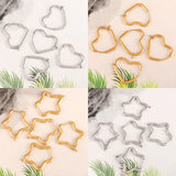5pcs 316L Stainless Steel Heart Hoop Earrings Geometric Oval Earring Base