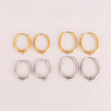 5pcs 316L Stainless Steel Heart Hoop Earrings Geometric Oval Earring Base