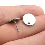50Pcs 8/10/12mm Stainless Steel Earring Findings Charms DIY Bulk