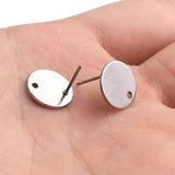 50Pcs 8/10/12mm Stainless Steel Earring Findings Charms DIY Bulk
