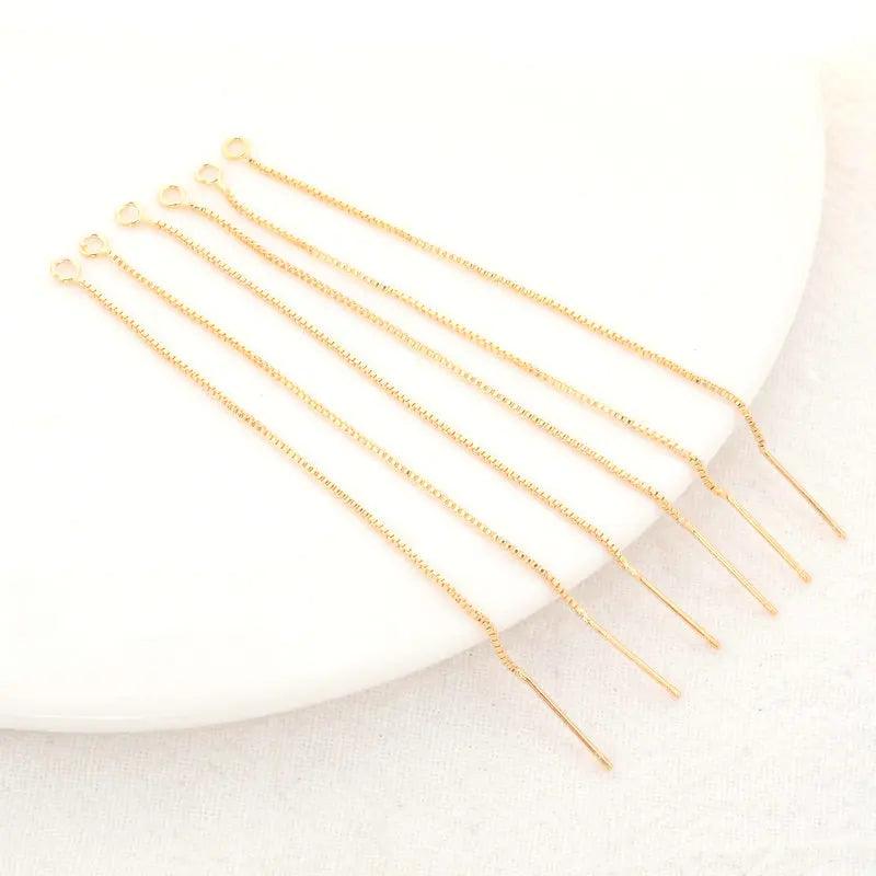 10PCS 80MM 14K Plated Stud Earring Chain DIY Jewelry Findings