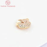 6PCS 10MM 24K Brass Zircon Round Charms Pendants DIY Jewelry Findings