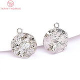 6PCS 10MM 24K Brass Zircon Round Charms Pendants DIY Jewelry Findings