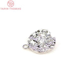 6PCS 10MM 24K Brass Zircon Round Charms Pendants DIY Jewelry Findings