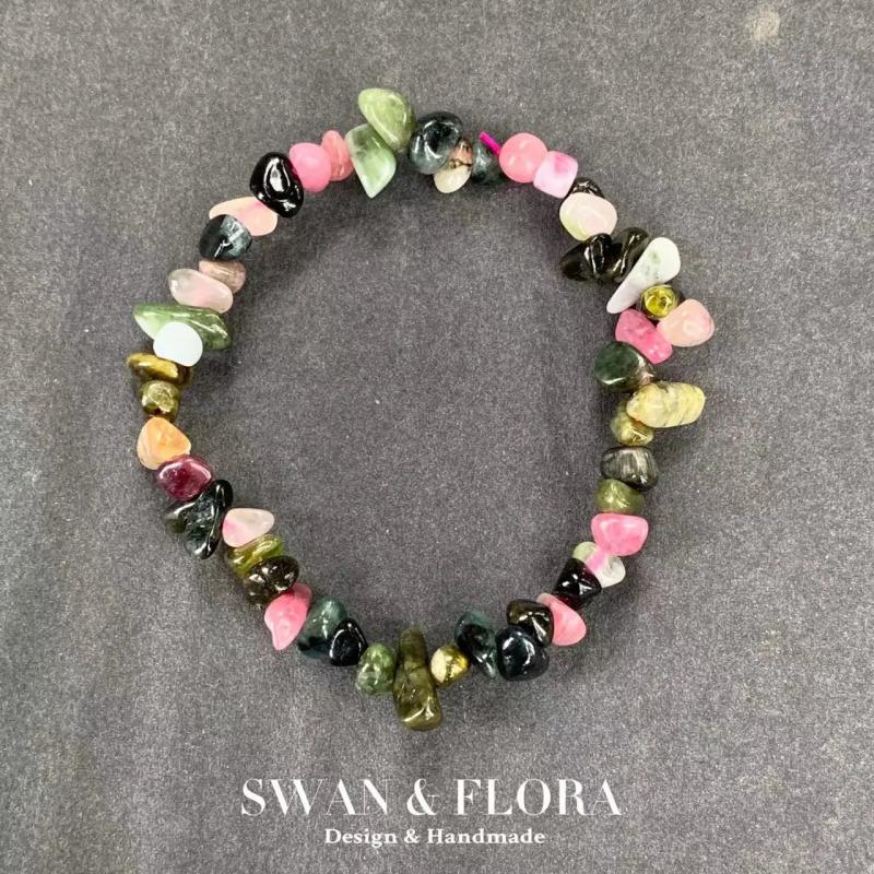 Pink Tourmaline Bracelet Irregular Jewelry Healing Beads Women