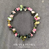 Pink Tourmaline Bracelet Irregular Jewelry Healing Beads Women