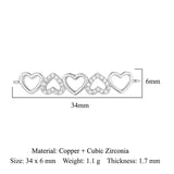 3pcs Fine Copper Zircon Hearts Knot Connectors Charm Necklace Pendants