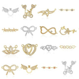 3pcs Fine Copper Zircon Hearts Knot Connectors Charm Necklace Pendants