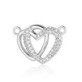 3pcs Fine Copper Zircon Hearts Knot Connectors Charm Necklace Pendants