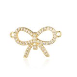 3pcs Fine Copper Zircon Hearts Knot Connectors Charm Necklace Pendants