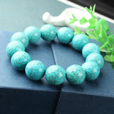 Turquoise Skull Bracelet Men Fine Jewelry Beads Elastic Bangle